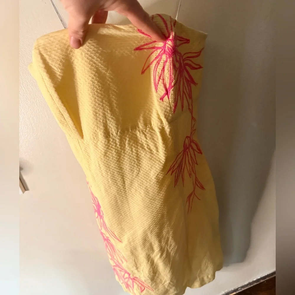 Lilly Pulitzer Strapless Yellow Dress with Pink Floral Design - Picture 9 of 10